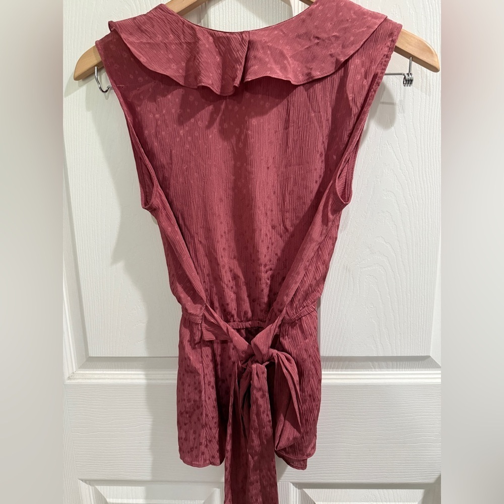Max Studio Pink Ruffled Wrap Blouse Tie Back Y2K Fairy - Picture 5 of 6